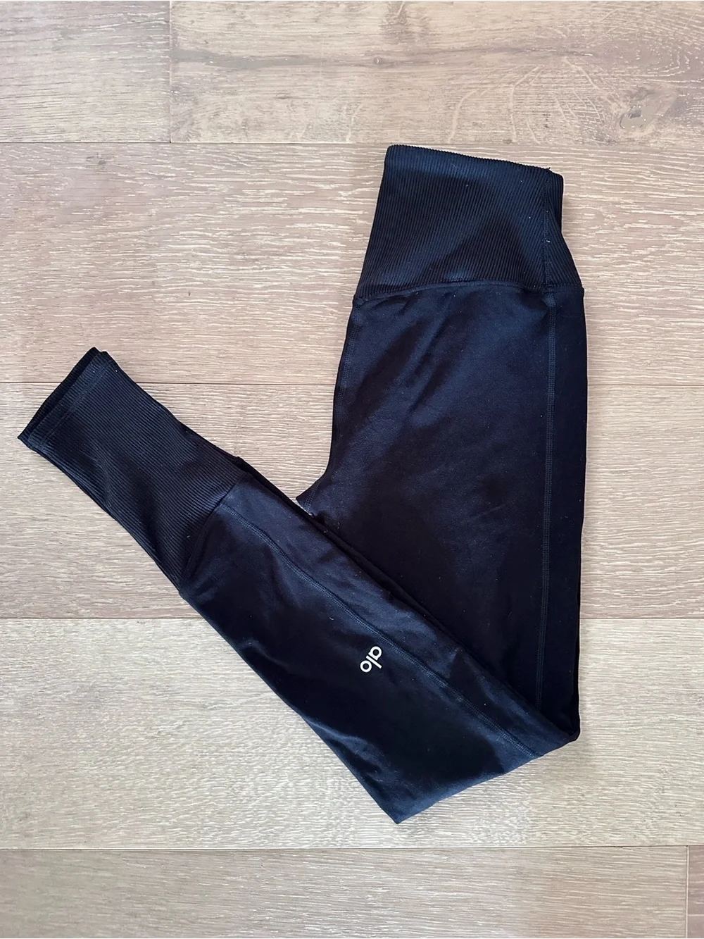 ALO Yoga Black Ribbed High-Waist Leggings
